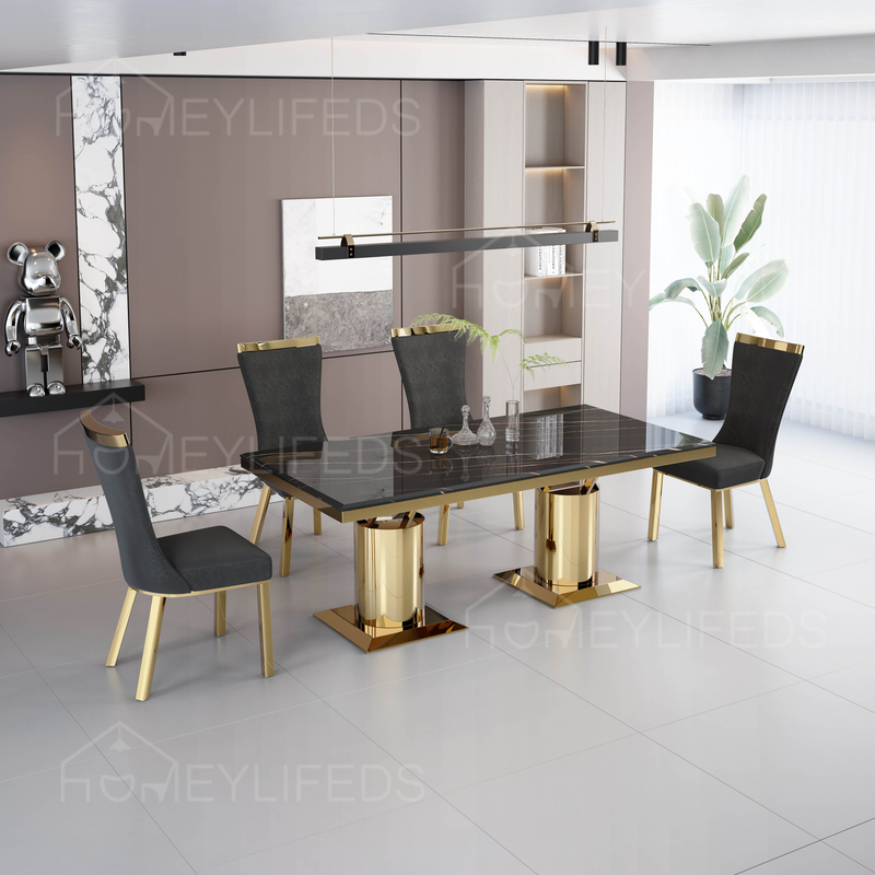 High Quality Modern White Marble Stripe Table Dining Elegant Marble Table Set for Home