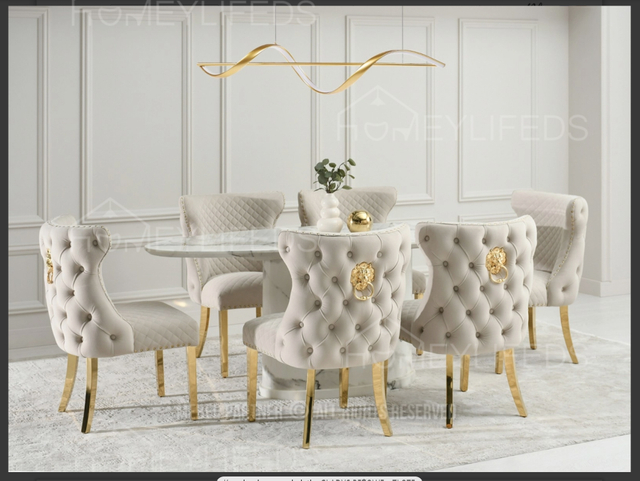 Modern Home Dining Table Set Round Marble Top for 6-8 People Sintered Stone for Living Room & Restaurant Use