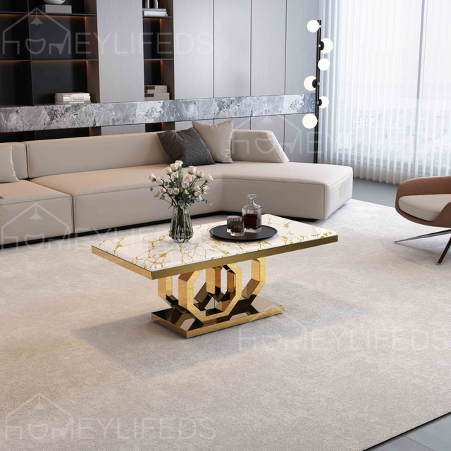 Excellent Quality Stainless Steel Base Coffee Table Marble Restaurant Coffee Table