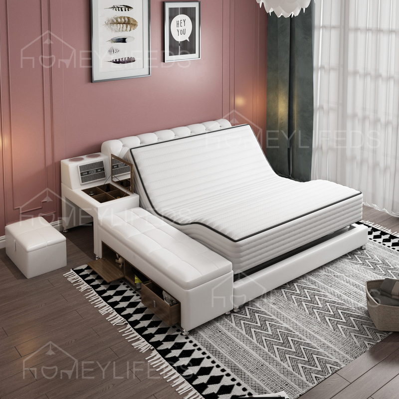 Modern Leather Bed With Strong Tatami Multi-functional Smart Bed Bedroom Furniture