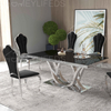 Hot Selling Luxury Stainless Steel Marble Dining Table Modern Simple Rectangular for Villa Hotel Apartment Dining Room Furniture