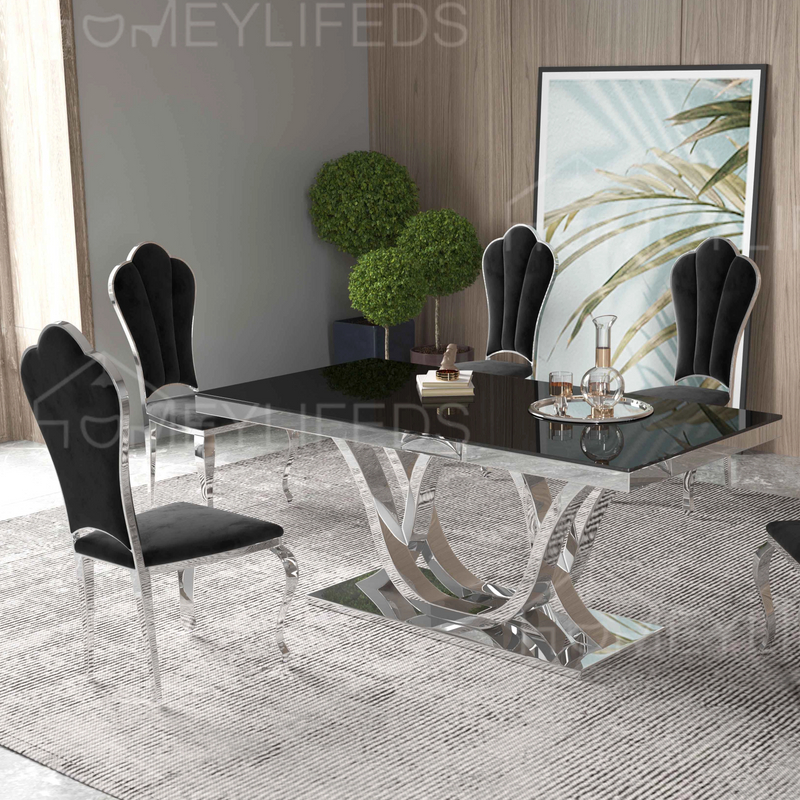 Hot Selling Luxury Stainless Steel Marble Dining Table Modern Simple Rectangular for Villa Hotel Apartment Dining Room Furniture