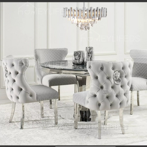 Modern Home Dining Table Set Round Marble Top for 6-8 People Sintered Stone for Living Room & Restaurant Use