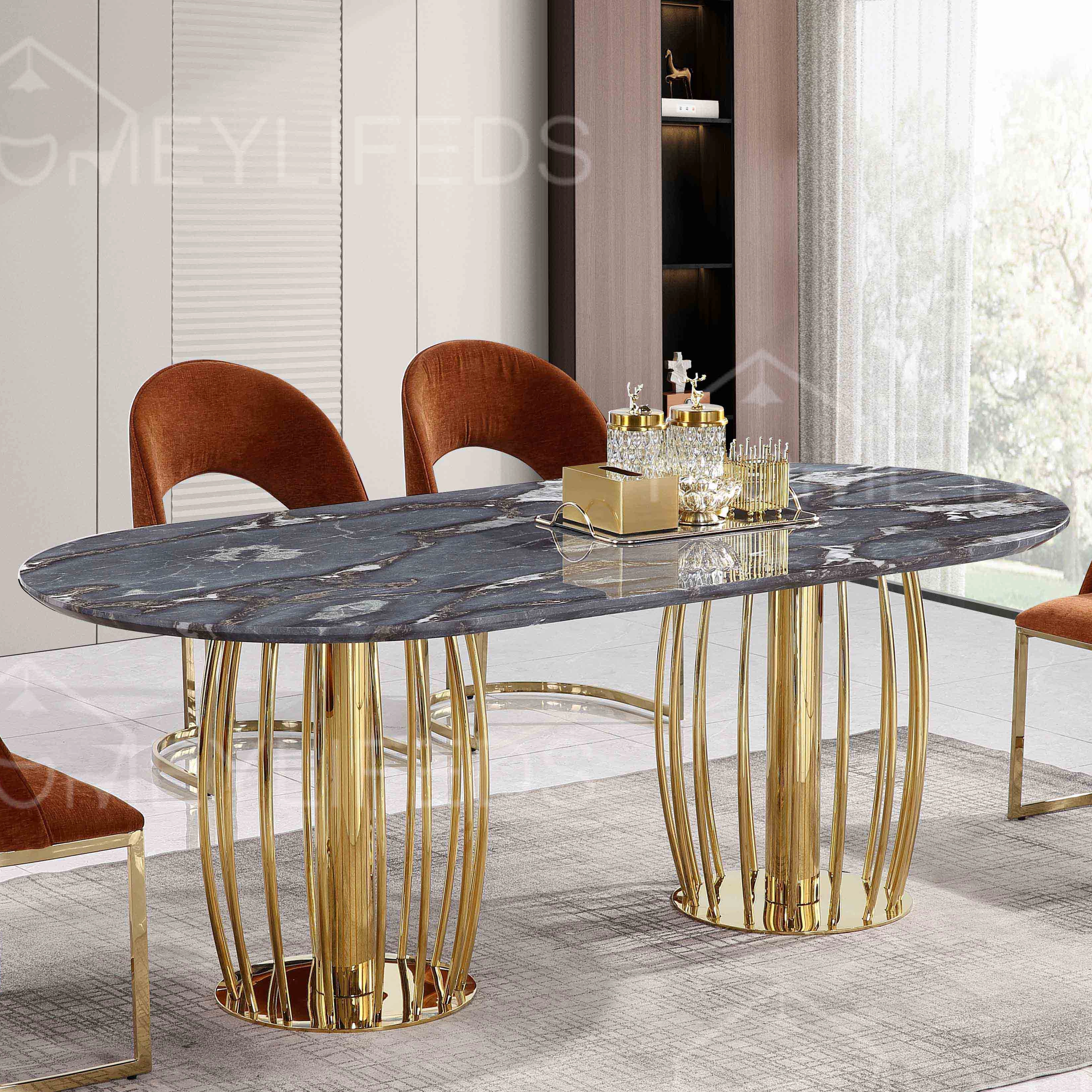 Customization Luxury Sets 6 Seater Dining Room Furniture Modern Wood Dining Tables With Chairs