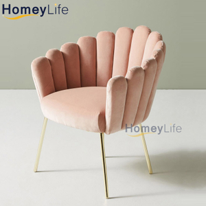 Home Furniture Metal Steel Velvet Ding Chair With Gold Leg