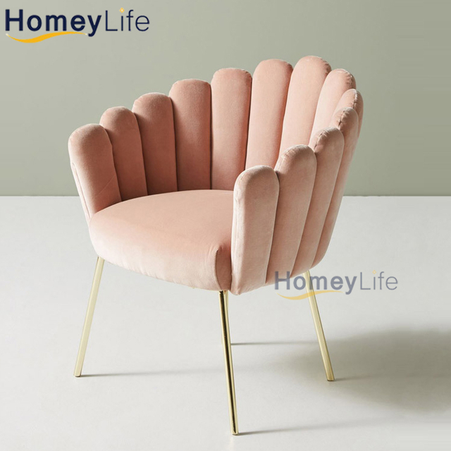 Home Furniture Metal Steel Velvet Ding Chair With Gold Leg