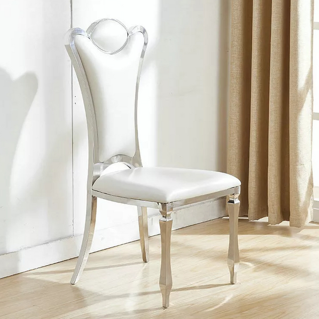 Dining Chair Metal Leg Modern Dining Room Chair Grey High Quality Luxury Leather Beige White Home Furniture Iron Chrome
