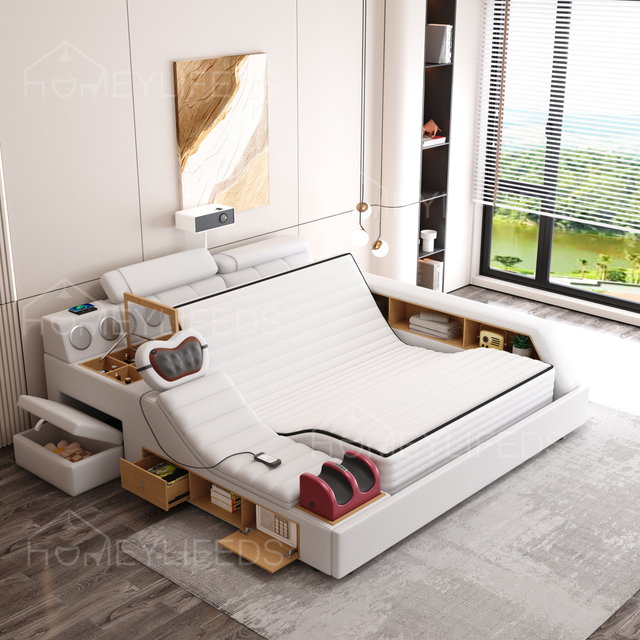 Storage Bed Double Mechanism Single Wooden Wood Tuffed 180x200 European Style Functional Royal Storage Bed