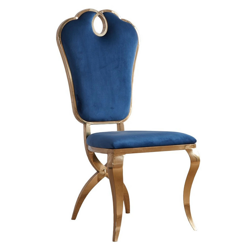 Custom High Back Restaurant Dining Chair Beige Leather Upholstered with Gold Metal Legs Modern Design for Home Furniture