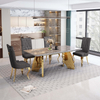 Italian Marble Dining Table Stainless Steel Dining Room Furniture Marble Top Dining Table 6 Set